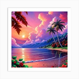 Sunset At The Beach 1 Art Print