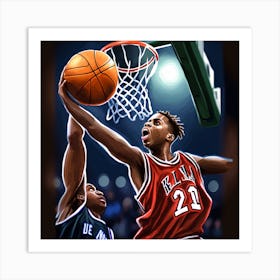 Basketball Player Dunks Art Print