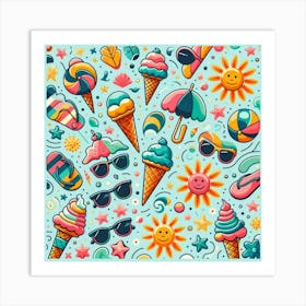 Ice Cream Pattern Art Print