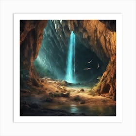 Waterfall In The Cave Art Print