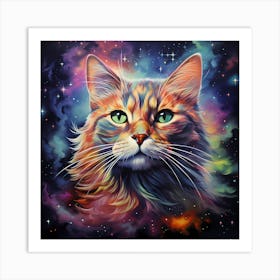 Stellar Feline: Ethereal Encounter Art Print