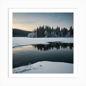 Frozen Lake In Winter Art Print