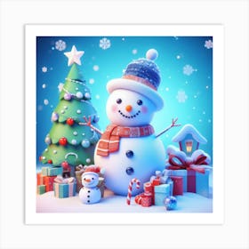 A Snowman S Christmas Cheer Art Print