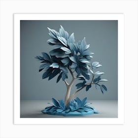 Blue Tree 3d Model Art Print