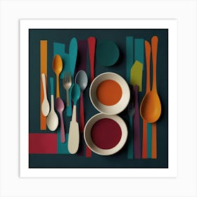 Colorful Spoons And Forks Art Print