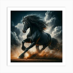 Black Horse Running Art Print