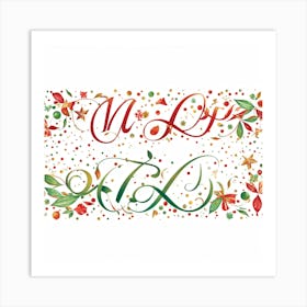 Calligraphic Typography Sprawls Across A Festive Greeting Banner Each Letter Crafted With Elaborate (3) Art Print