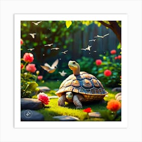 Tortoise Dreaming Of Flying High In The Sky Like The Birds (1) Art Print