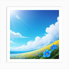 Blue Flowers In The Field Art Print