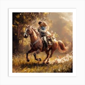 Bride Riding A Horse Art Print