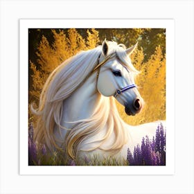 White Horse In The Field Art Print