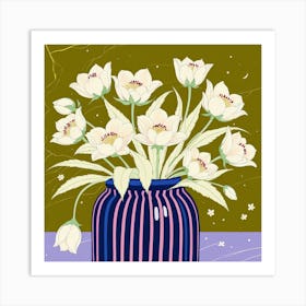 White Tulips In A Vase 1 Art Print