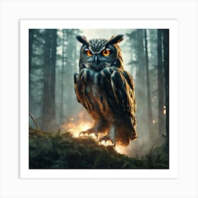 Owl In The Forest 42 Art Print