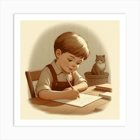 Boy Writing Art Print
