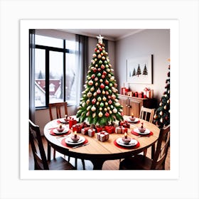 Christmas Tree In Dining Room Art Print