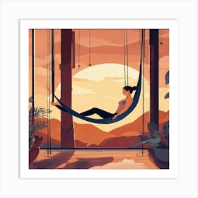 Woman Relaxing In A Hammock Art Print