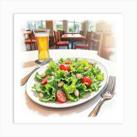 Salad With Beer Art Print