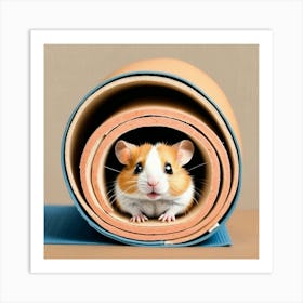 Hamster In A Yoga Mat Art Print