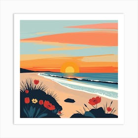 Sunset On The Beach 10 Art Print