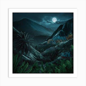 Full Moon In The Jungle Art Print