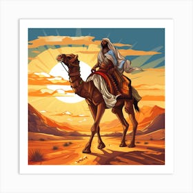 Camel Rider In The Desert Art Print