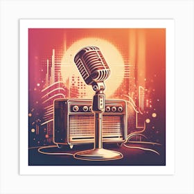 Microphone Retro Music Art Print