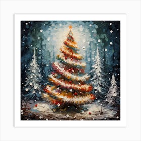 Frost-kissed Evergreen Elegance Art Print