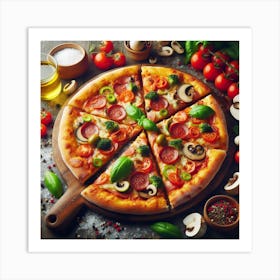 Pizza With Vegetables Art Print