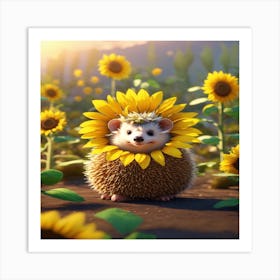 Sunflower Hedgehog Art Print