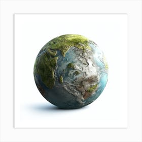 Earth Globe Isolated On White 1 Art Print