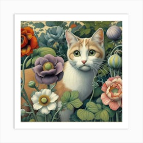 Cat In The Garden 1 Art Print