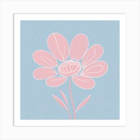 A White And Pink Flower In Minimalist Style Square Composition 345 Art Print