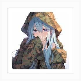 Anime Girl In Camouflage 1 Art Print