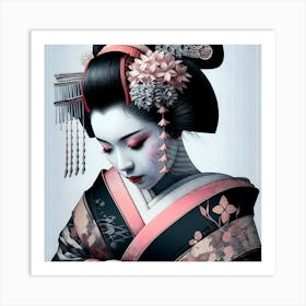 Japan Traditional Geisha Illustration By Ad 7 Art Print