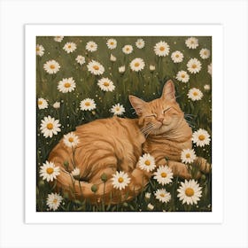 Ginger Cat Fairycore Painting 1 Art Print