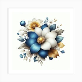 Blue And Yellow Flowers Art Print