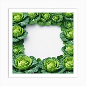 Cabbage Frame On White Background Art Print