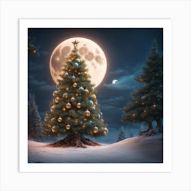 Christmas Tree In The Snow Art Print