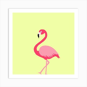 Flamingo On Yellow Art Print