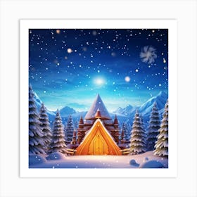 A Captivating Digital Render Of A Snowy Winter Banner Twinkling Magic Snowflakes Flirting With The 2 Art Print