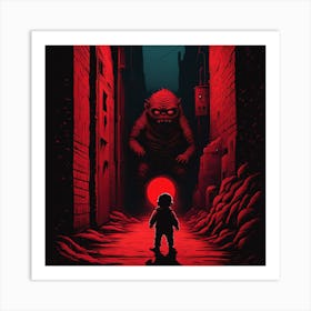 Boy In A Dark Alley Art Print