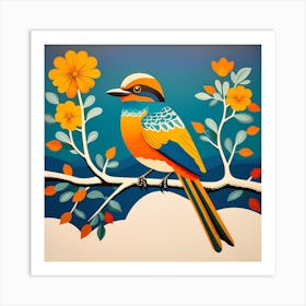 Mexican Muralism, Bird On a Branch, folk art, 139 Art Print