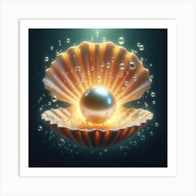 Pearl Shell With Bubbles 5 Art Print