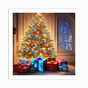 Christmas Tree With Presents 24 Art Print