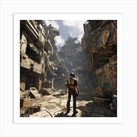 Man Walking Through A City Art Print