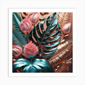 3d Floral Painting Art Print