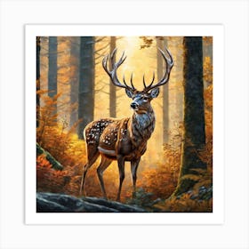 Deer In The Forest 152 Art Print