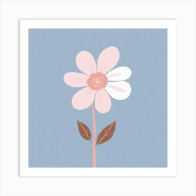 A White And Pink Flower In Minimalist Style Square Composition 216 Art Print