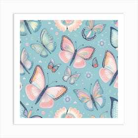 Seamless Pattern With Butterflies Art Print