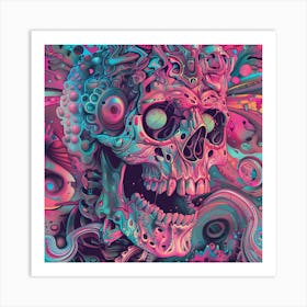 Skull Psychedelic Art Art Print